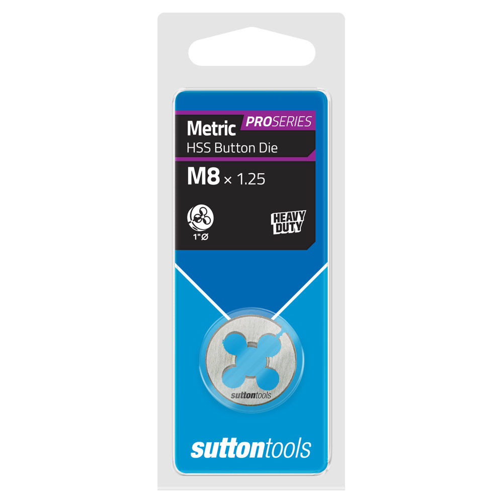 SUTTON BUTTON DIE CARDED HSS M 8-1.25 X 1 INCH O.D 